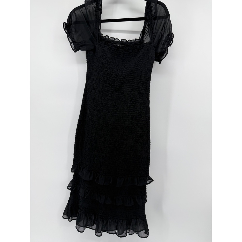 Abercrombie & Fitch Womens S Black Smocked Ruffle Mini Dress Y2K Ruched